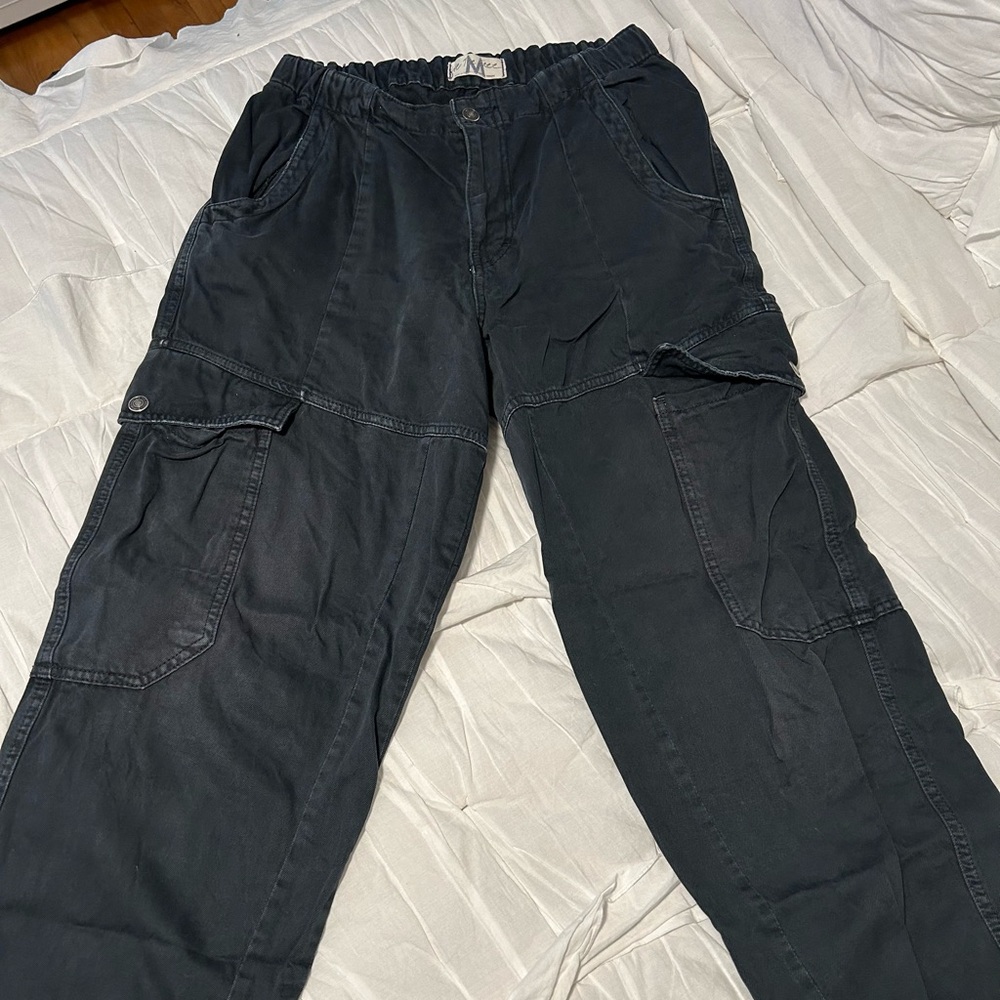 Free People Charcoal Cargo Jeans